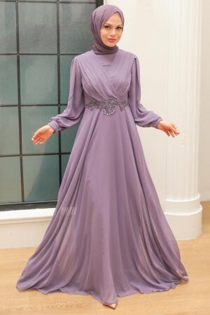 Neva Style - Stylish Light Lila Islamic Evening Gown 3435ALILA - 1