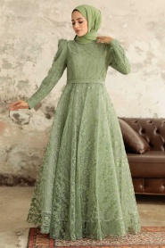 Neva Style - Stylish Mint Hijab Bridesmaid Dress 22780MINT - Thumbnail