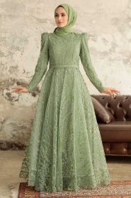 Neva Style - Stylish Mint Hijab Bridesmaid Dress 22780MINT - Thumbnail