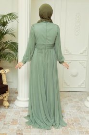 Neva Style - Stylish Mint Hijab Wedding Gown 22071MINT - Thumbnail