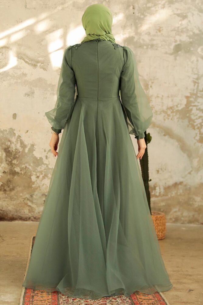 Neva Style - Stylish Mint Muslim Bridal Dress 22571MINT - 3
