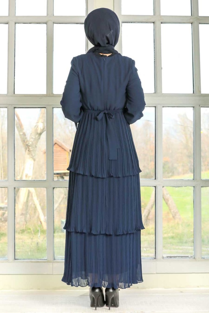 Neva Style - Stylish Navy Blue Muslim Prom Dress 2733L - 2