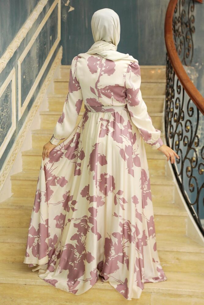 Neva Style - Stylish Powder Pink Islamic Dress 35671PD - 4