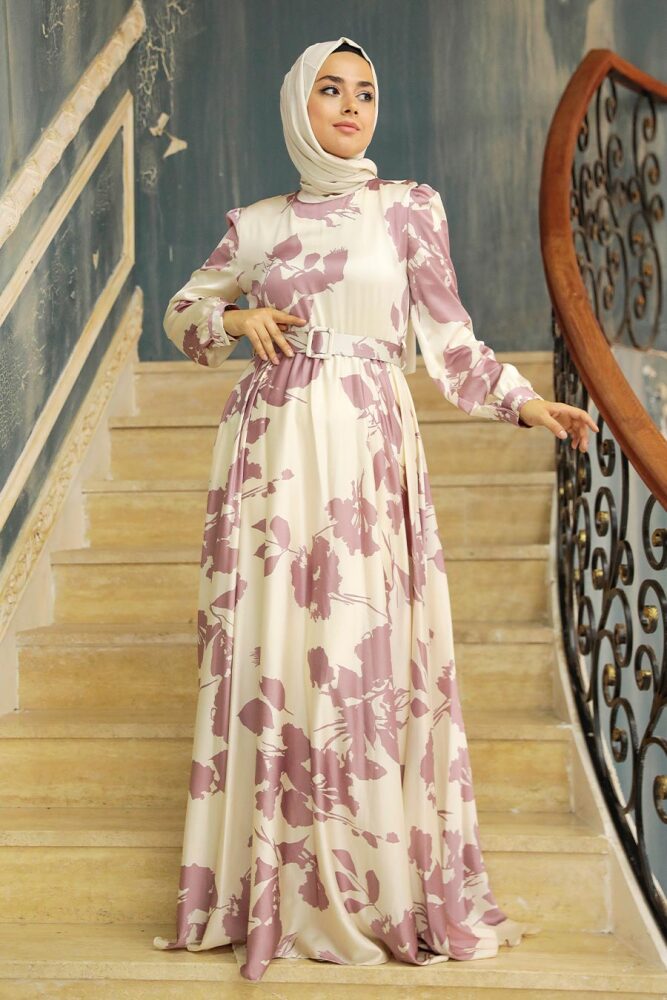 Neva Style - Stylish Powder Pink Islamic Dress 35671PD - 3