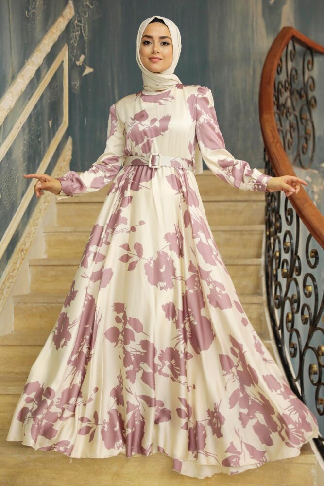 Neva Style - Stylish Powder Pink Islamic Dress 35671PD - 1