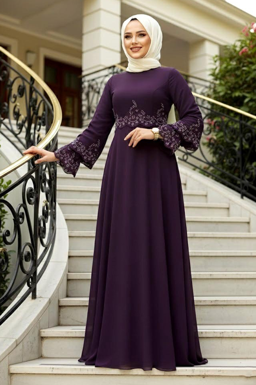 Neva Style - Stylish Purple Islamic Evening Dress 9181MOR - tesetturisland.com Neva Style - Stylish Purple Islamic Evening Dress 9181MOR - tesetturisland.com