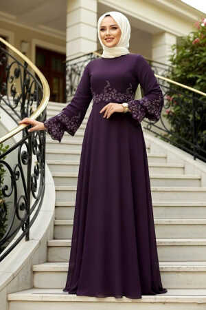 Neva Style - Stylish Purple Islamic Evening Dress 9181MOR - 1