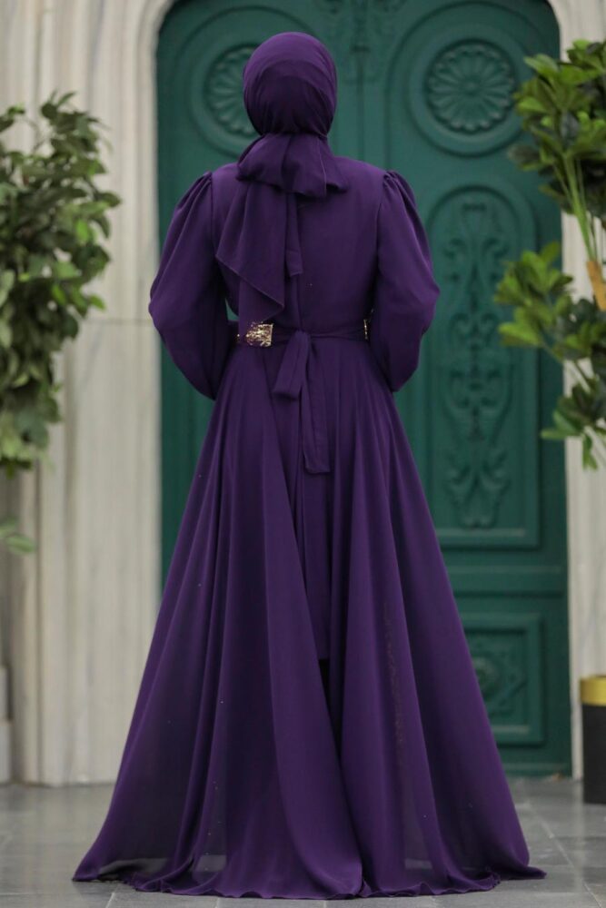 Stylish Purple Modest Evening Dress 50173MOR - 4