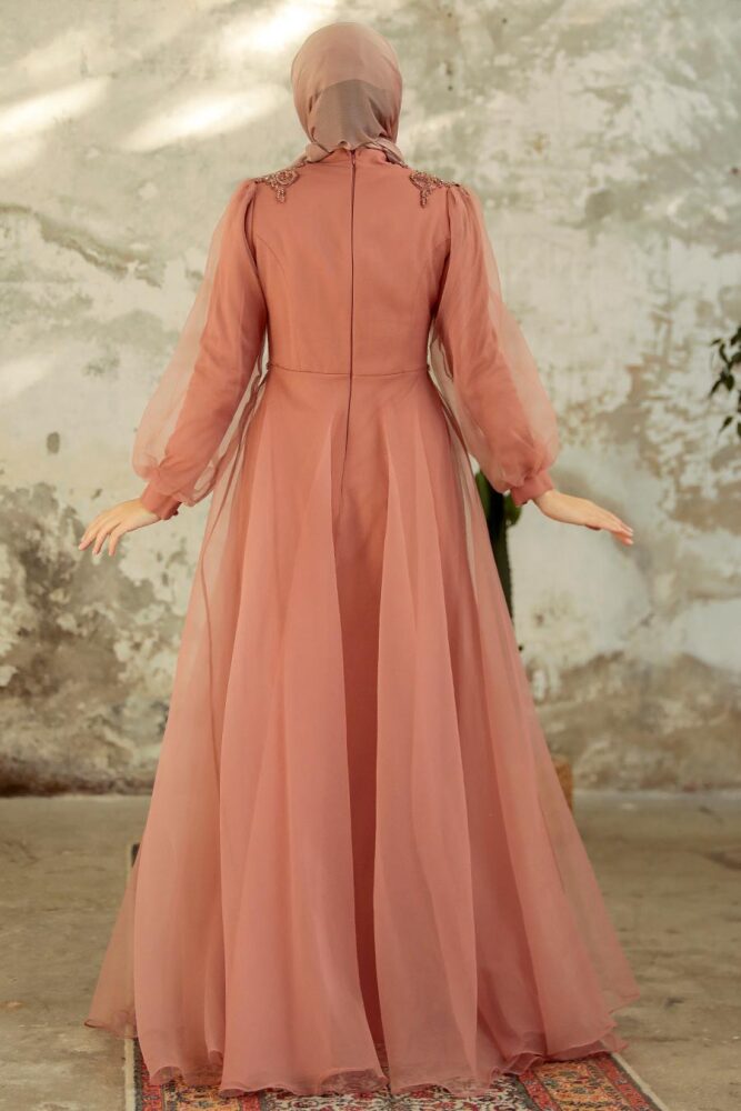 Neva Style - Stylish Terra Cotta Muslim Bridal Dress 22571KRMT - 3
