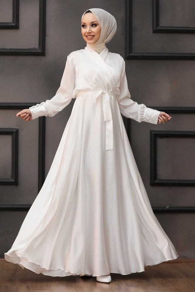 Neva Style - Stylish White Muslim Prom Dress 1418B - 1