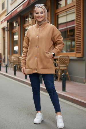  Süet Deri Taba Tesettür Kolej Mont 9287TB - NEVA STYLE