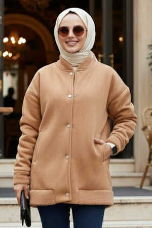  Süet Deri Taba Tesettür Kolej Mont 9287TB - NEVA STYLE