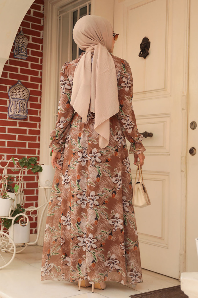 Sunuff Colored Hijab Dress 29710TB - 3