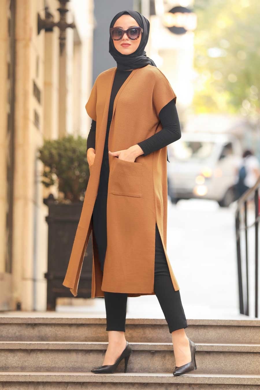 Neva Style - Sunuff Colored Hijab Knitwear Vest 21920TB