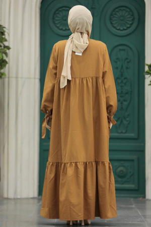 Sunuff Colored Hijab Maxi Dress 50292TB - 3
