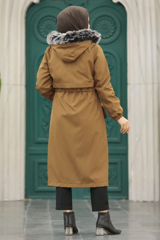 Neva Style - Sunuff Colored Hijab Parka Coat 60651TB - 5