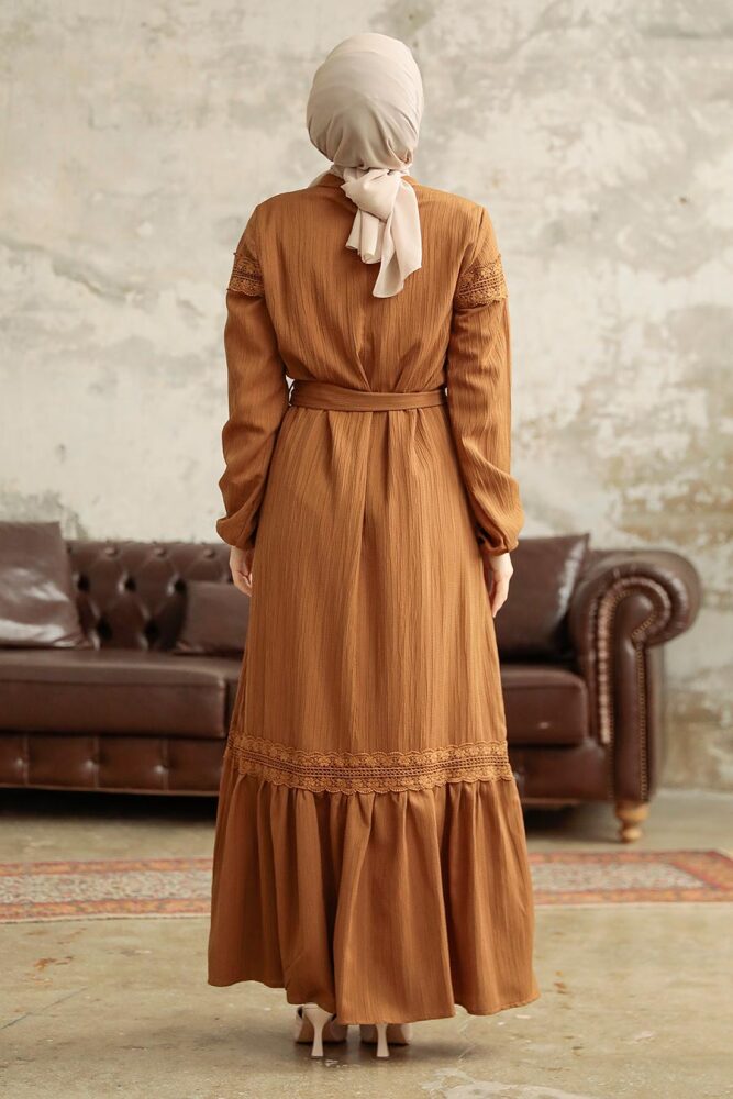 Sunuff Colored Islamic Clothing Dress 5877TB - 3