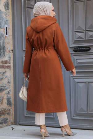 Neva Style - Sunuff Colored Long Sleeve Coat 5947TB - 4