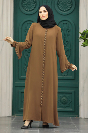 Neva Style - Sunuff Colored Modest Turkish Abaya 626TB - Thumbnail