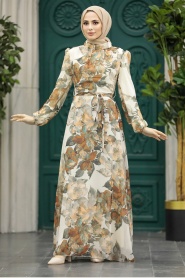 Neva Style - Sunuff Colored Plus Size Dress 279318TB - Thumbnail