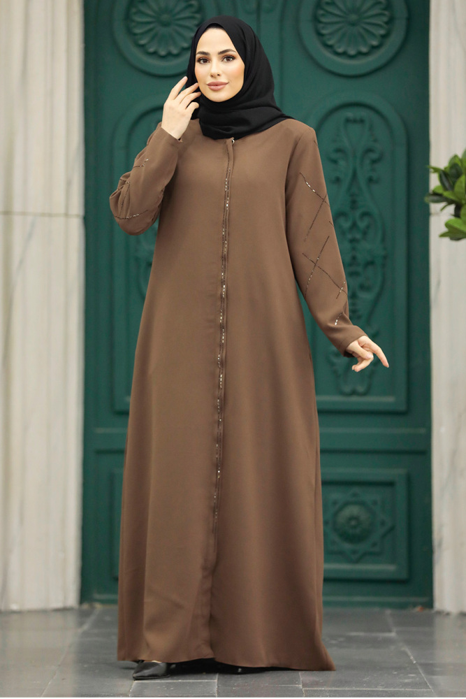 Sunuff Colored Plus Size Turkish Abaya 625TB - 1