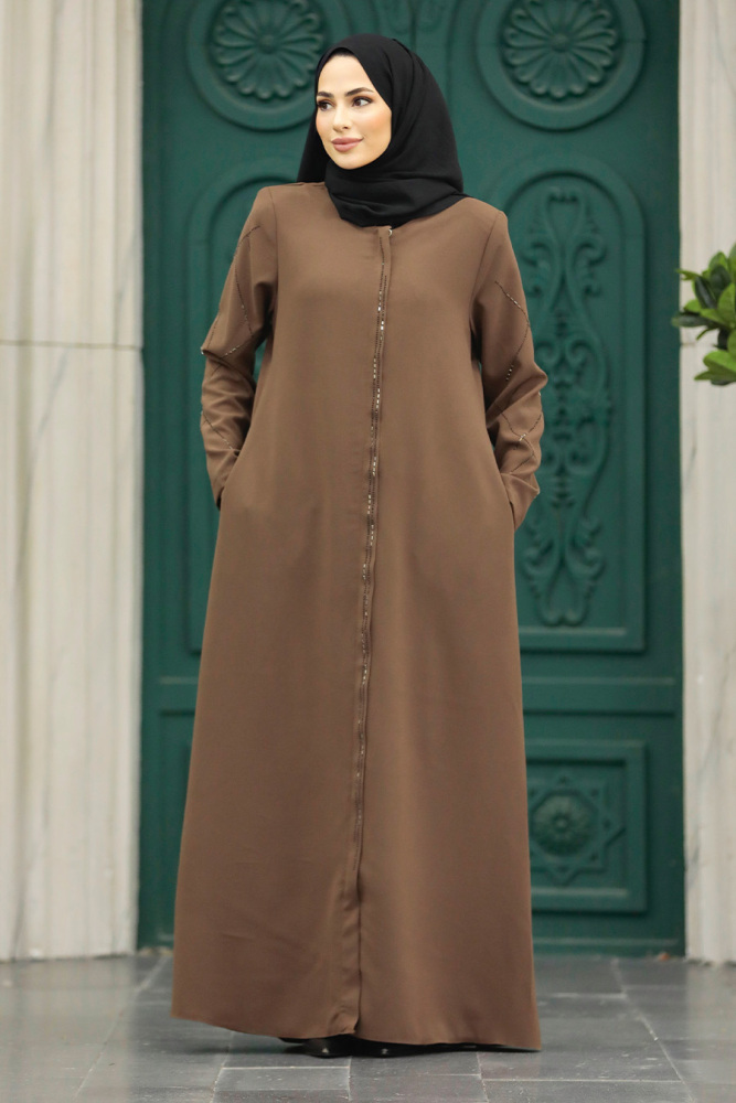 Sunuff Colored Plus Size Turkish Abaya 625TB - 2