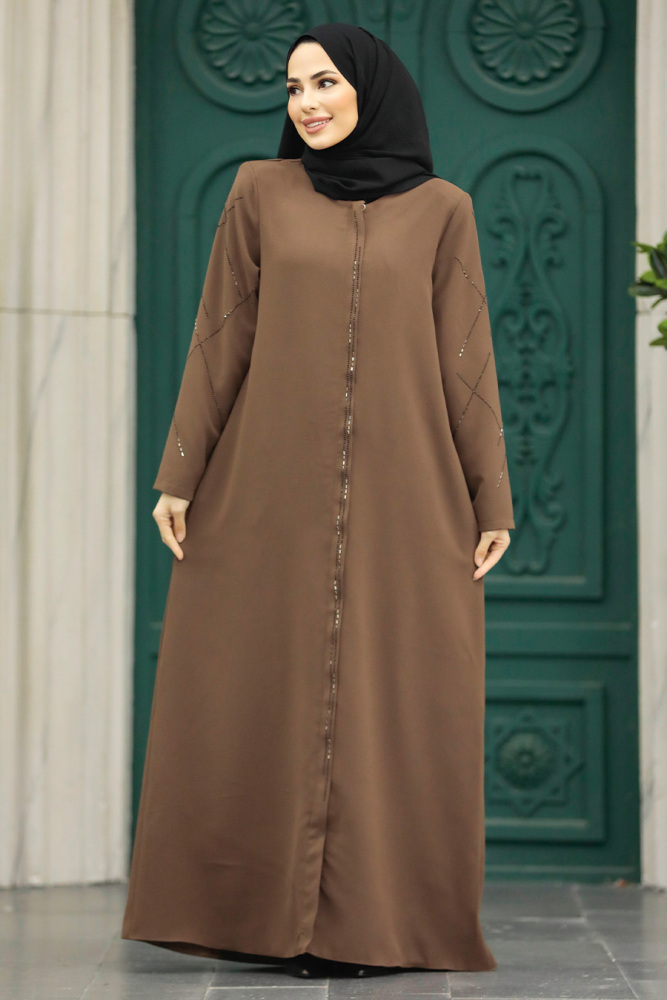 Sunuff Colored Plus Size Turkish Abaya 625TB - 3