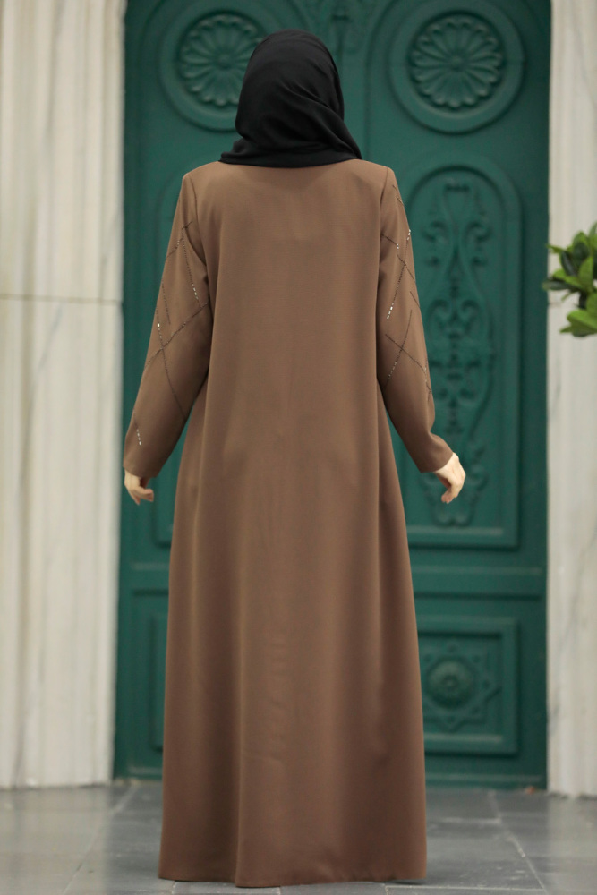 Sunuff Colored Plus Size Turkish Abaya 625TB - 4