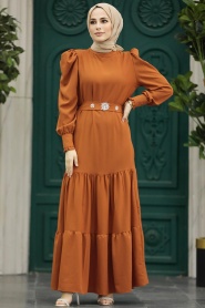 Neva Style - Sunuff Colored Women Dress 5883TB - Thumbnail