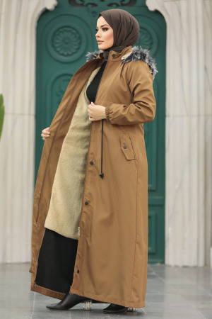 Neva Style - Sunuff Colored Women Parka Coat 60506TB - 1