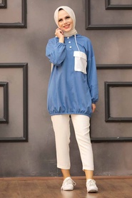 Neva Style - Sweat Hijab Bleu Indigo 6328IM - Thumbnail