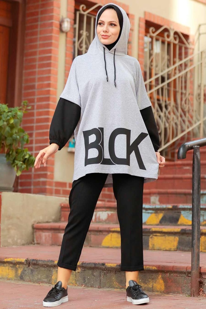 Neva Style - Sweat Hijab Gris 4208GR - 1