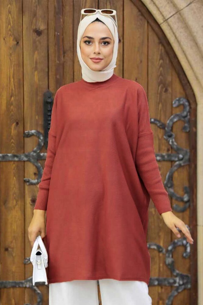 Terra Cotta High Quality Knitwear Tunic 3399KRMT - 1