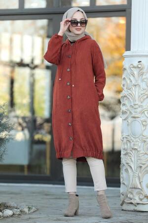 Neva Style - Terra Cotta Hijab Coat 9042KRMT - 1