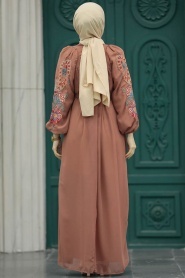 Neva Style - Terra Cotta Hijab For Women Dress 8889KRMT - Thumbnail
