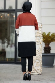 Neva Style - Terra Cotta Hijab Knitwear Tunic 4474KRMT - Thumbnail