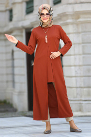 Neva Style - Terra Cotta Hijab Tunic 53040KRMT - Thumbnail
