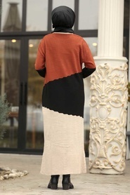 Neva Style - Terra Cotta Knitwear Dress 1171KRMT - Thumbnail