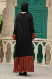 Neva Style - Terra Cotta Long Muslim Dress 76842KRMT - Thumbnail