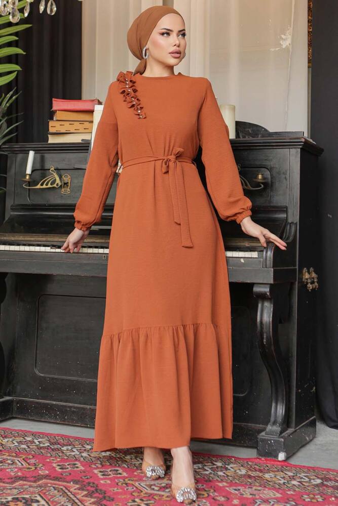 Terra Cotta Modest Long Dress 659KRMT - 1