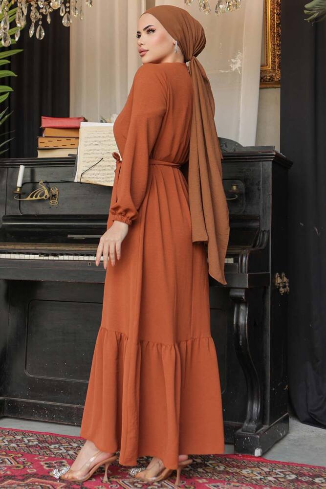 Terra Cotta Modest Long Dress 659KRMT - 6