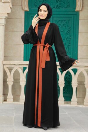 Terra Cotta Plus Size Abaya 55440KRMT - 3