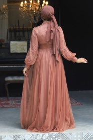 Neva Style - Terra Cotta Turkish Modest Wedding Dress 22070KRMT - Thumbnail