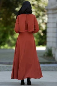 Neva Style - Tile Hijab Dress 4023KRMT - Thumbnail