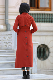Neva Style - Tile Hijab Trenchcoat 21190KRMT - Thumbnail