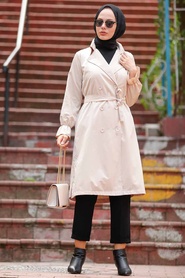 Neva Style - Trench Beige Hijab 5836BEJ - Thumbnail