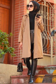 Neva Style - Trench-coat en vison Hijab 8932V - Thumbnail