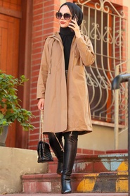 Neva Style - Trench-coat en vison Hijab 8932V - Thumbnail