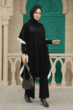 Neva Style - Trifonction Hijab Tricoté Noir 33850S - 2
