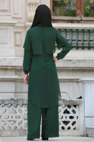 Neva Style - Tunik / Pantolon İkili Yeşil Tesettür Takım 51770Y - Thumbnail